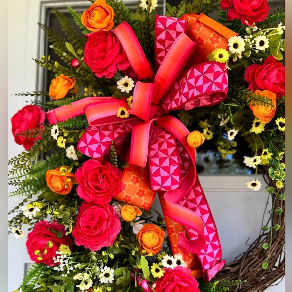 Pink and Orange Floral Wreath